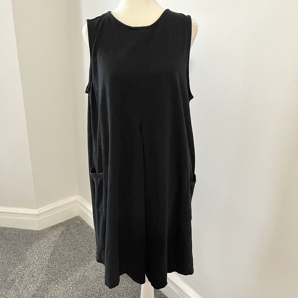 J Jill Black Shift Dress Womens Large Petite A Line Pockets Lagenlook Minimalist